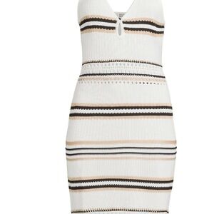 NWT Striped Knit Dress in White and Tan